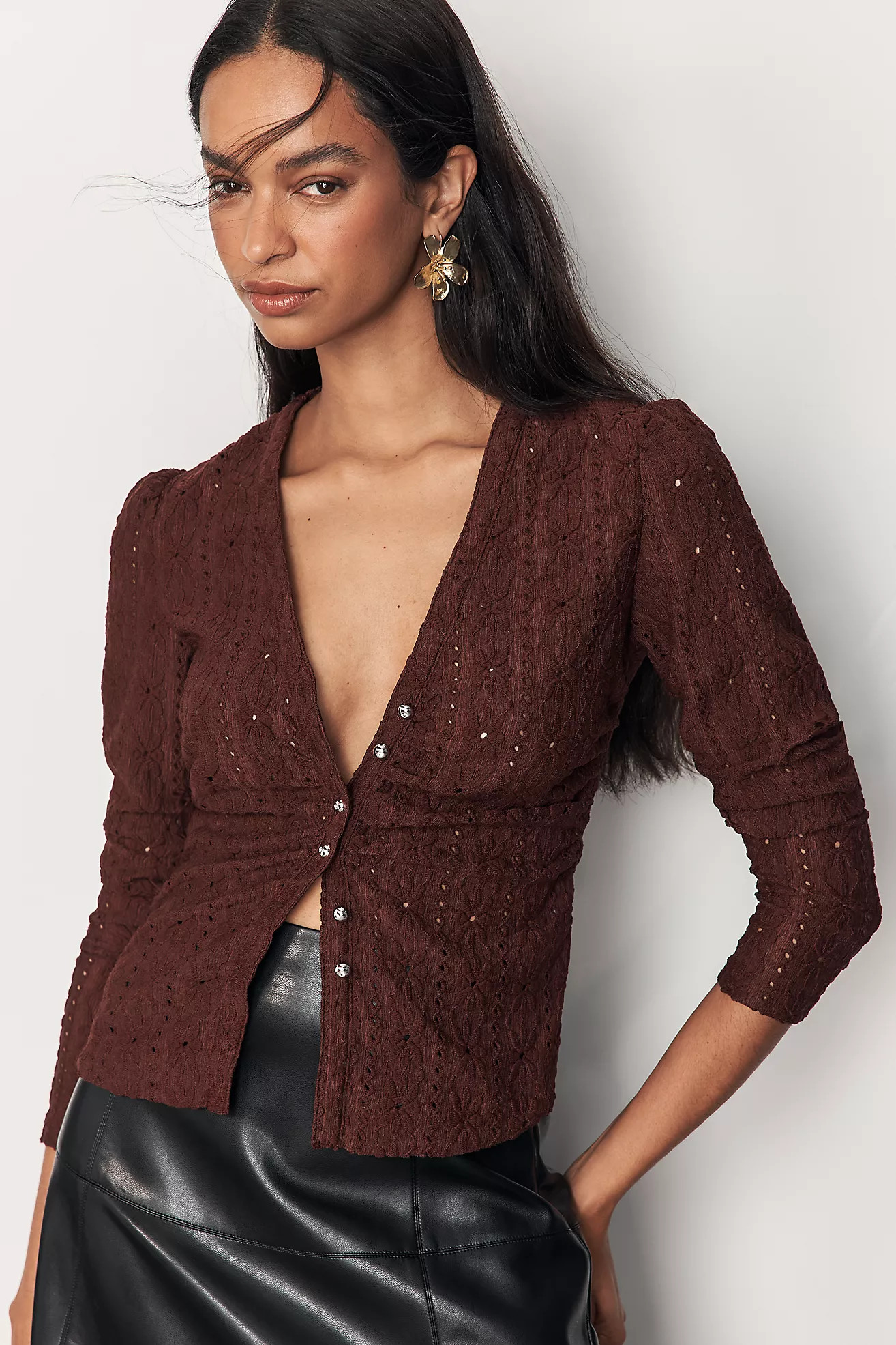 Maeve Textured Eyelet Top | Anthropologie (US)
