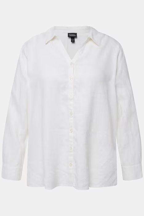 Roll-Tab Sleeve Button Front Linen Blouse | all Blouses | Blouses | Ulla Popken