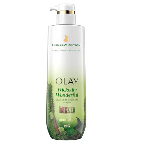 Olay Body Wash for Women, Wickedly Wonderful Elphaba’s Edition, Intensely Hydrating & Renewing, Pro-Hyaluronic Acid Serum with Vitamin B3, For All Skin Types, Cashmere Woods & Lime Scent, 20 fl oz | Amazon (US)