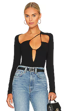 superdown Aranza Ruched Bodysuit in Black from Revolve.com | Revolve Clothing (Global)