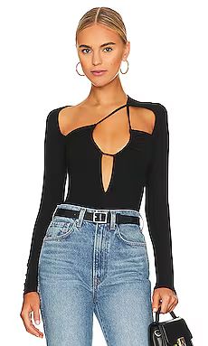 Aranza Ruched Bodysuit in Black | Revolve Clothing (Global)