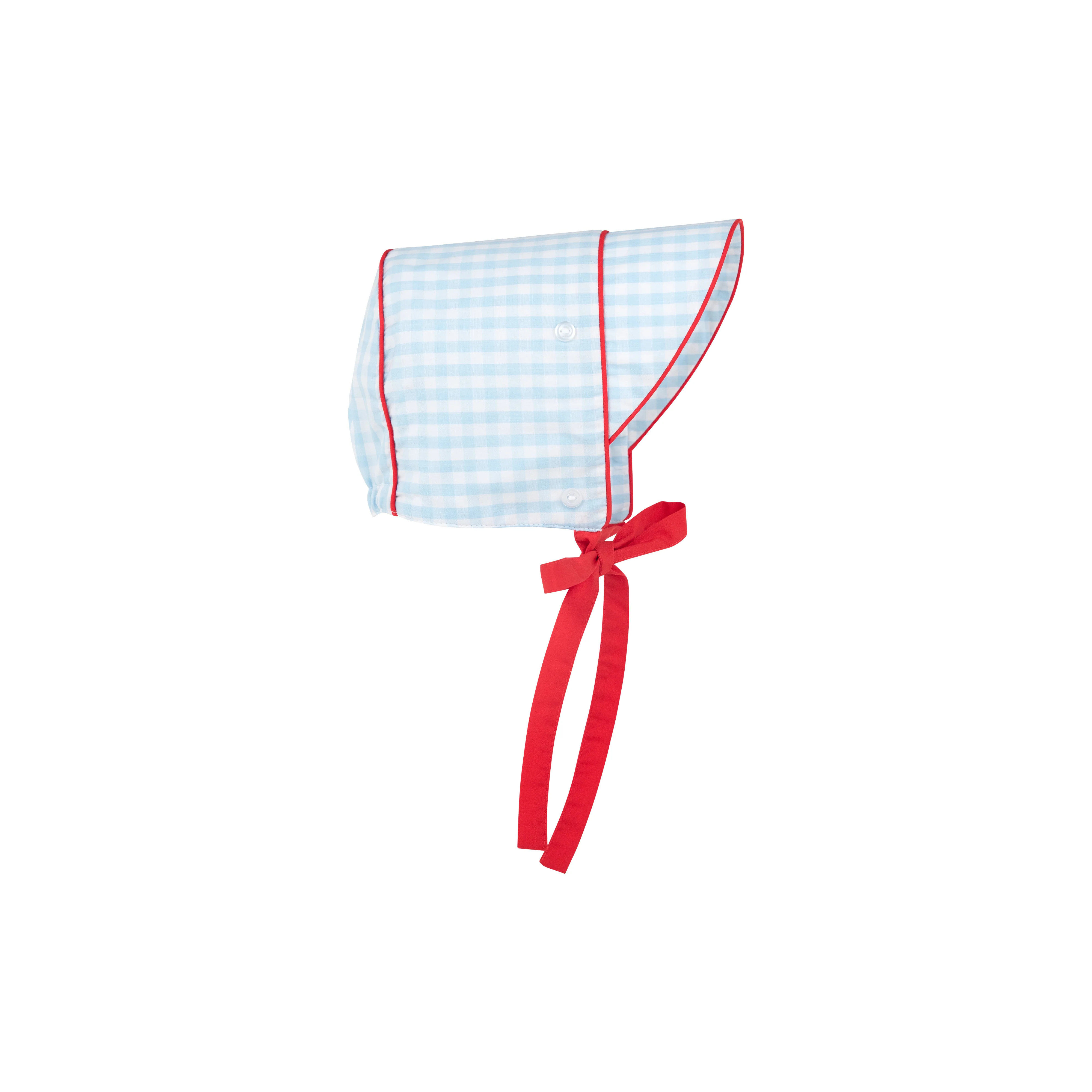 Barringer Bonnet - Buckhead Blue Gingham with Richmond Red | The Beaufort Bonnet Company