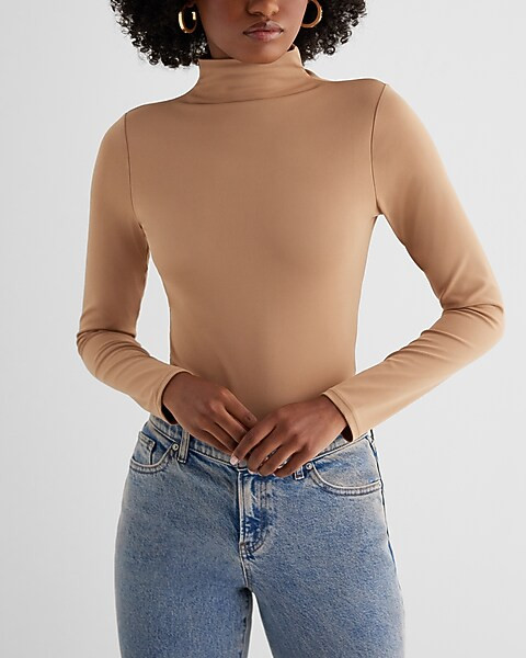 Body Contour High Compression Mock Neck Long Sleeve Bodysuit | Express