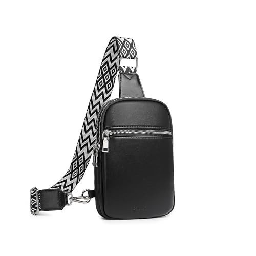 DIOMO Anti Theft Small Sling Bag for Women Crossbody Bag Trendy, RFID Fanny Packs Vegan Leather for Women Travel Belt Purse (1-Black Silver Zipper) | Amazon (US)