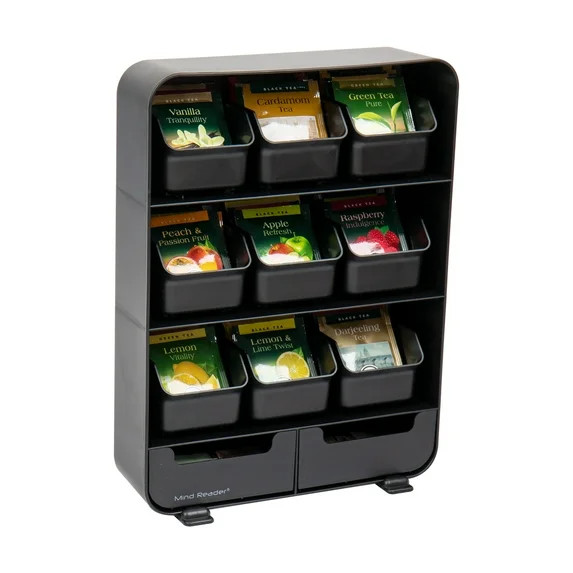 Mind Reader Tea Bag Organizer, Tea Station Organizer, Countertop Storage, Plastic, Black | Walmart (US)