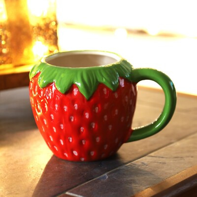 Ceramic Strawberry Shaped Cup Fruit Mug Water Cup Coffee Tea Cup Novelty Gift  | eBay | eBay UK