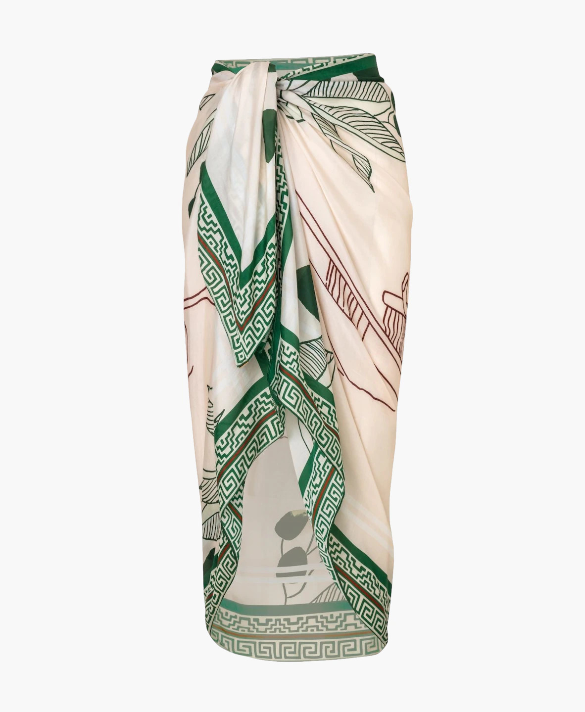 De La Falaise Cotton-silk Sarong / Green Canoe | Seezona