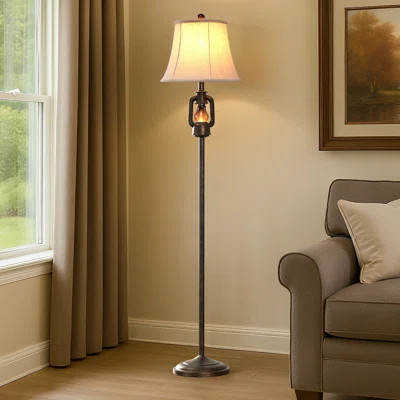 Louann 65" Farmhouse Lantern Floor Lamp & Built-In Night Light ,Rustic Vintage Standing Lamp For Living Room Or Bedroom | Wayfair North America