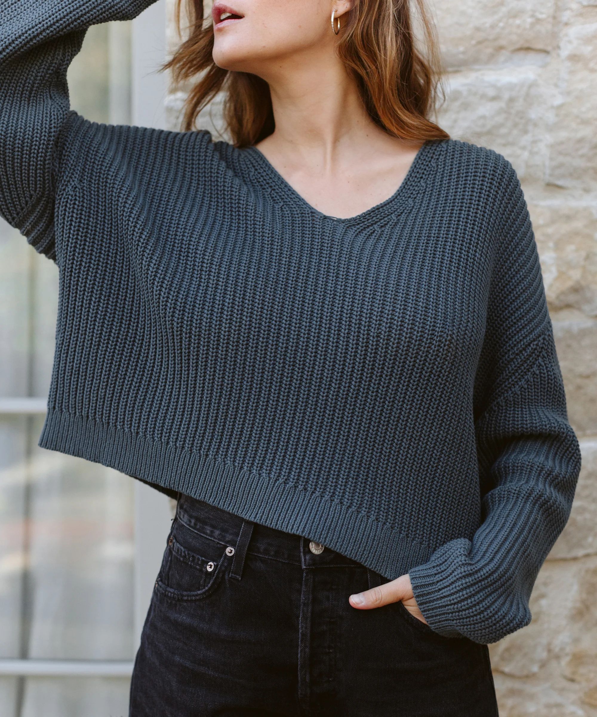 Cropped Cotton Cabin Sweater | Jenni Kayne