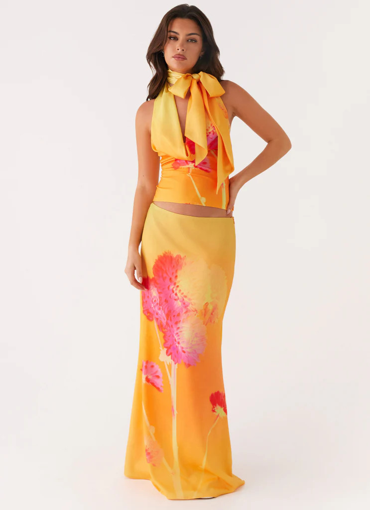 Marrakesh Maxi Skirt - Orange Floral | Peppermayo (Global)