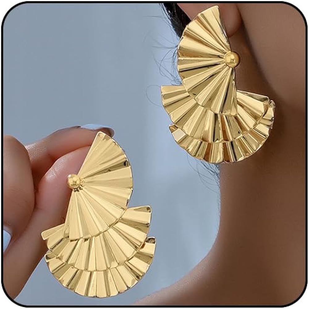 Silver Statement Earrings Gold Chunky Earrings for Women Big Gold Earrings Large Earrings Silver ... | Amazon (US)