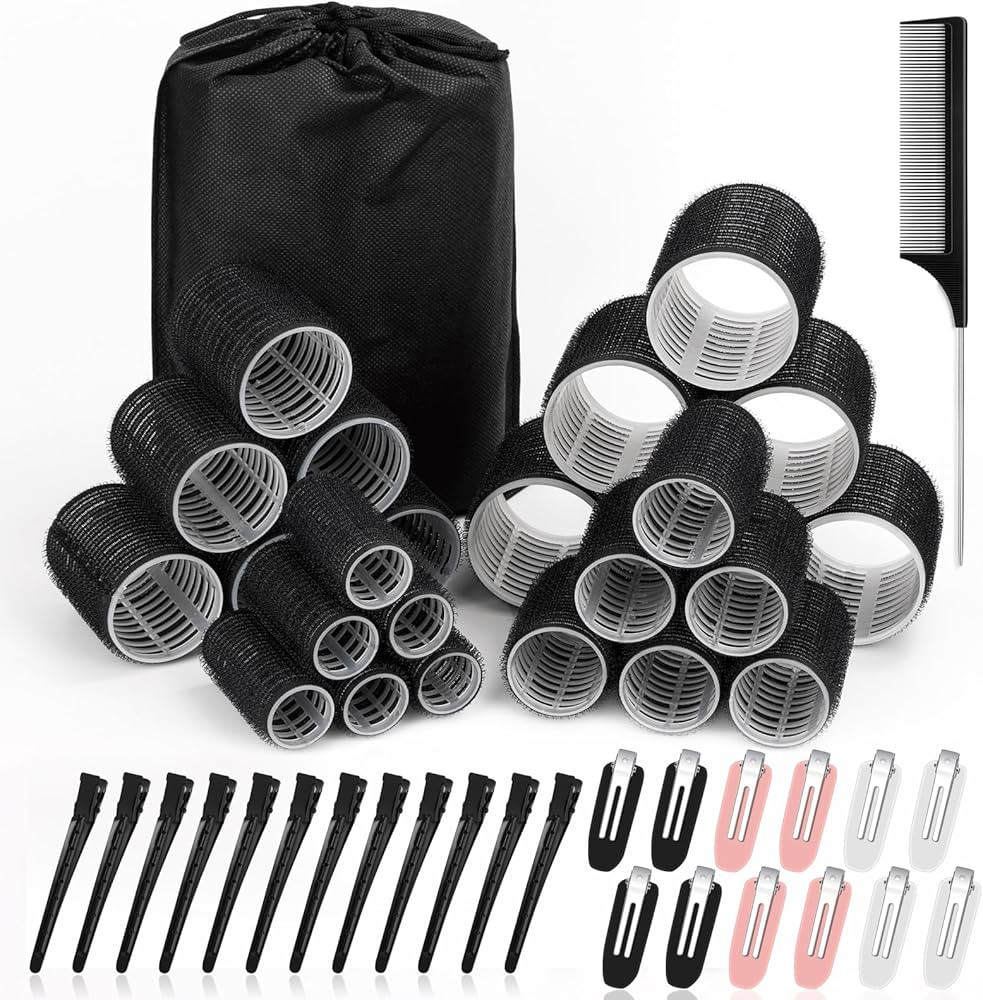 50 Pcs Rollers Hair Curlers Set with 24Pcs Self Grip Hair Rollers 4 Sizes and 24 Pcs Hair Clips f... | Amazon (US)
