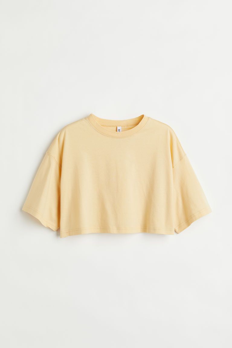 H & M - Crop T-shirt - Yellow | H&M (US)
