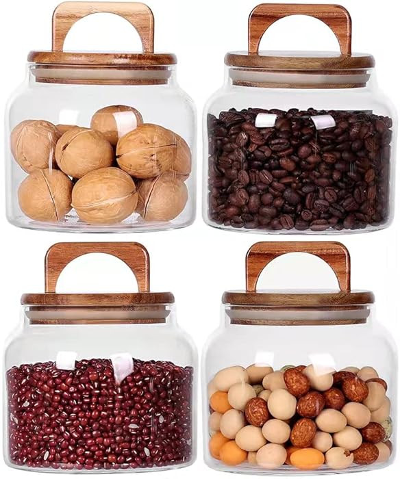 SAIOOL Glass Jars with Airtight Lid [Set of 4],Kitchen Canisters, Borosilicate Storage Containers... | Amazon (US)