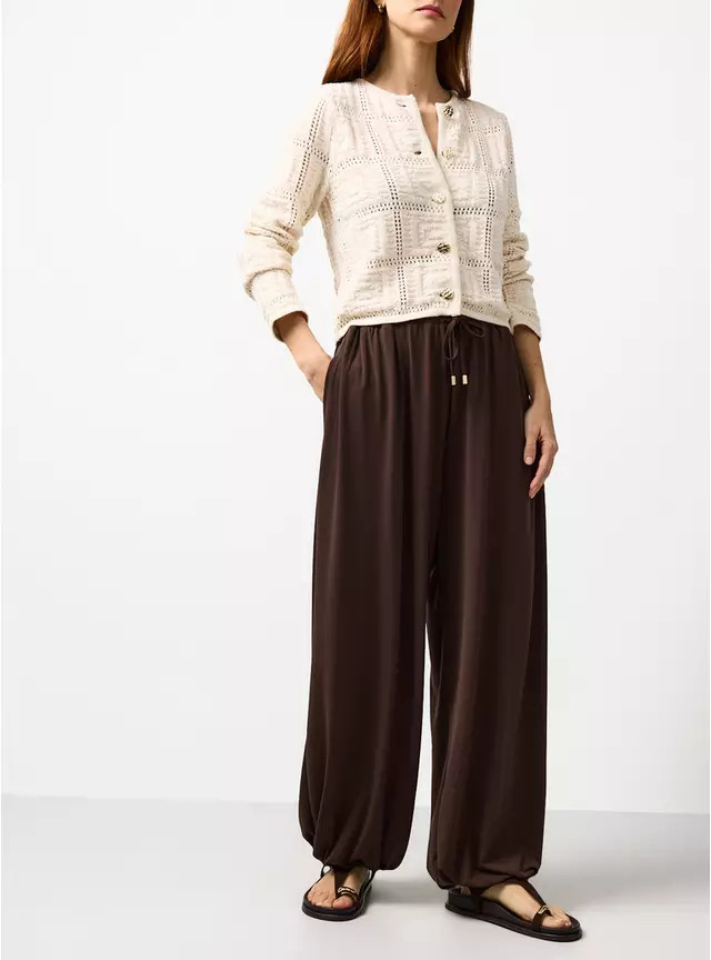 Brown Balloon Fit Jersey Trousers 10 | Tu Clothing