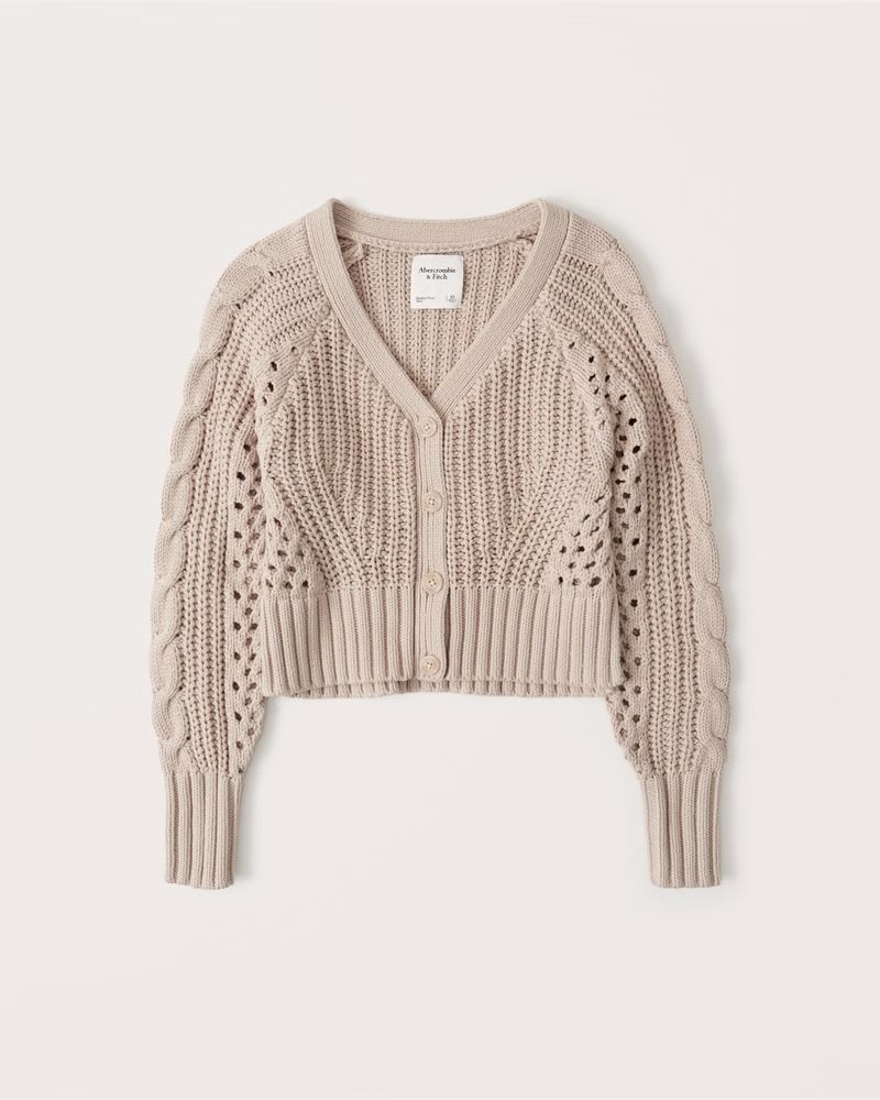 Cotton-Blend Cropped Cardigan | Abercrombie & Fitch (US)