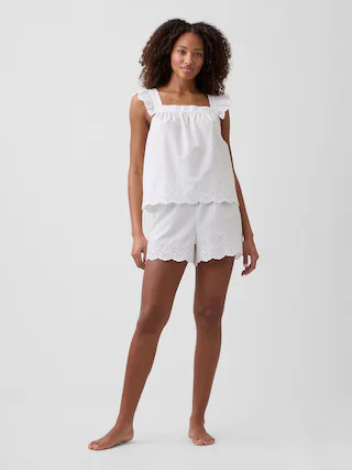 Poplin Eyelet PJ Shorts | Gap Factory