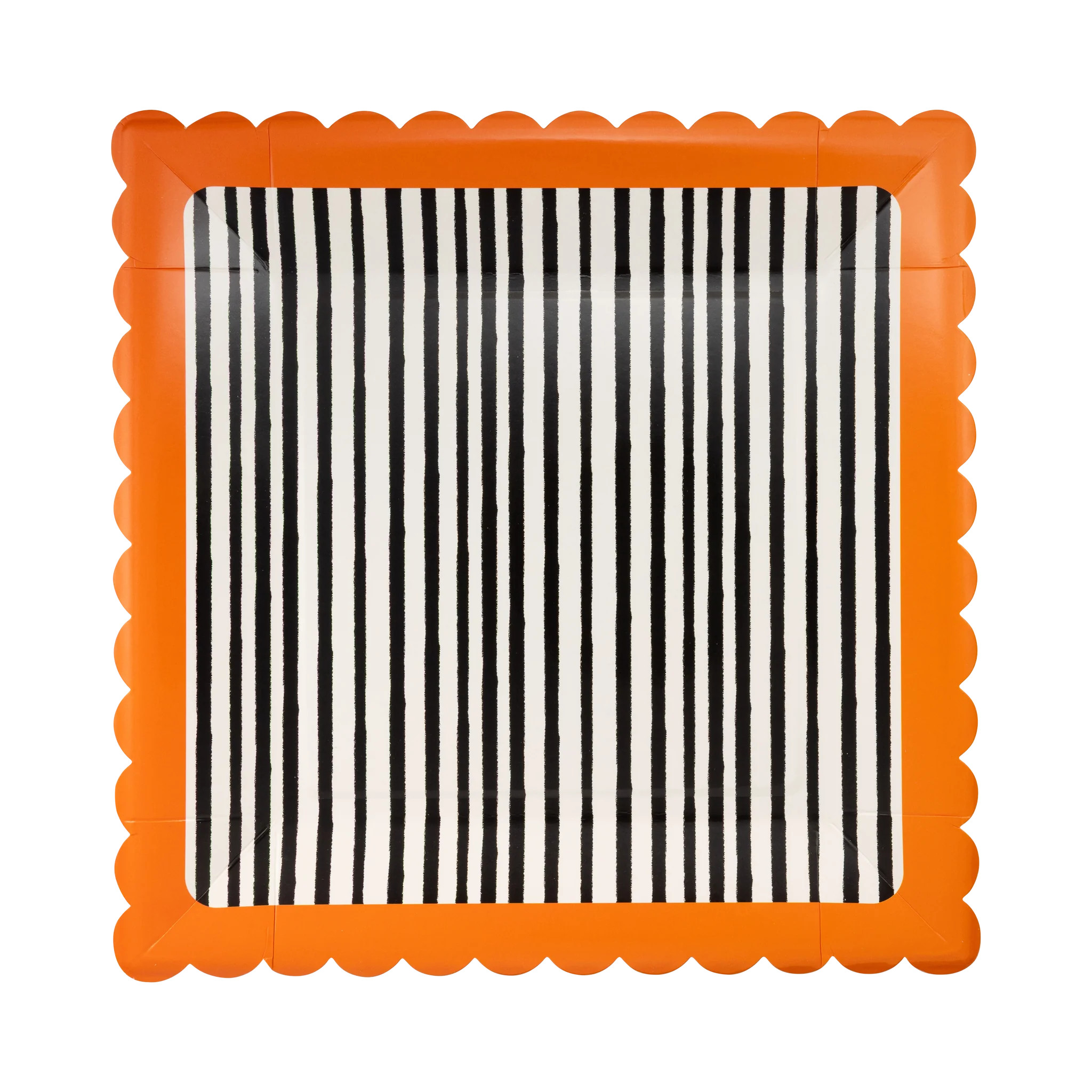 Black and Cream Stripes Scalloped 10" Plate | My Mind's Eye