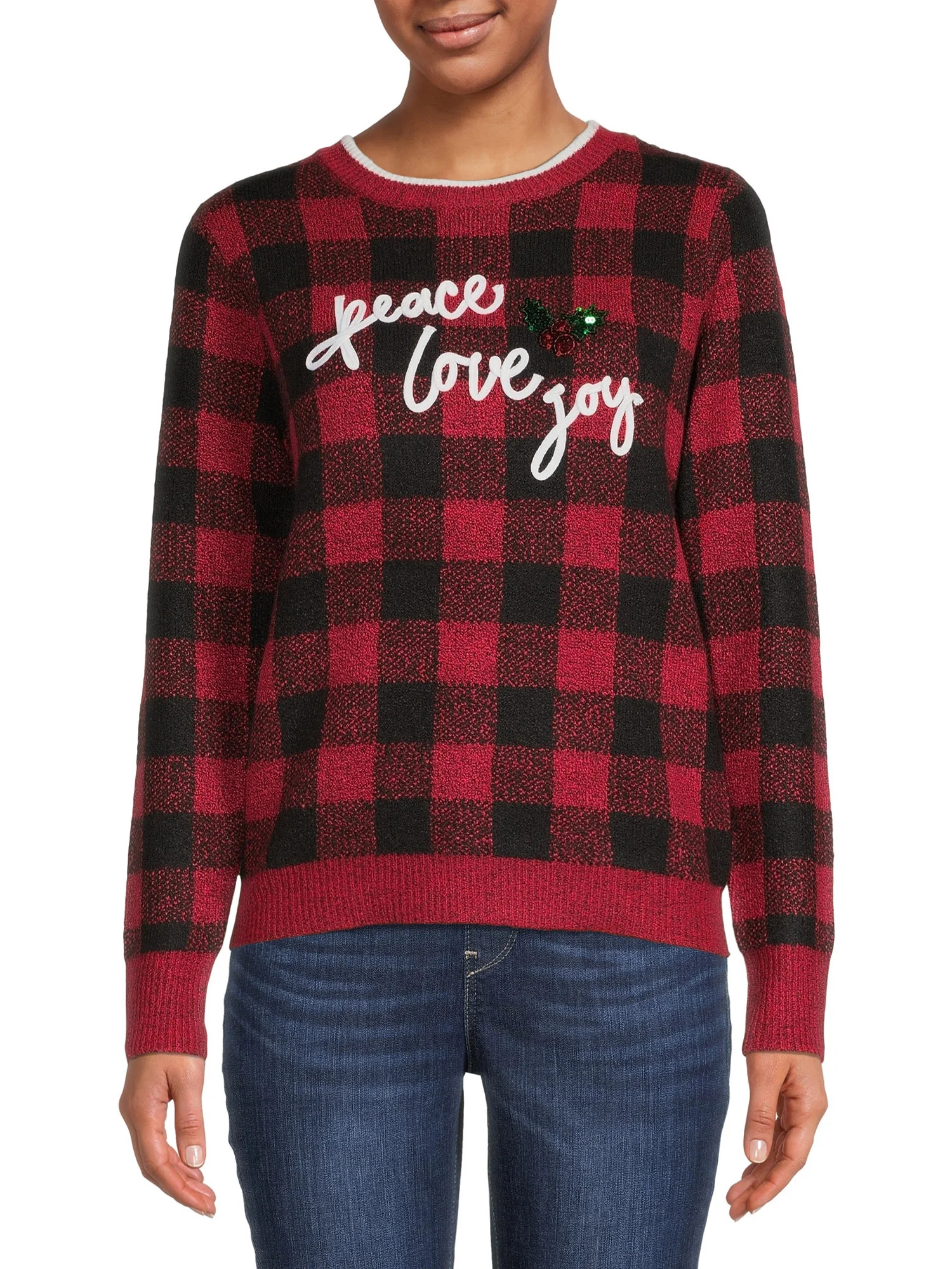 Way to Celebrate Women's Crewneck Holiday Sweater | Walmart (US)