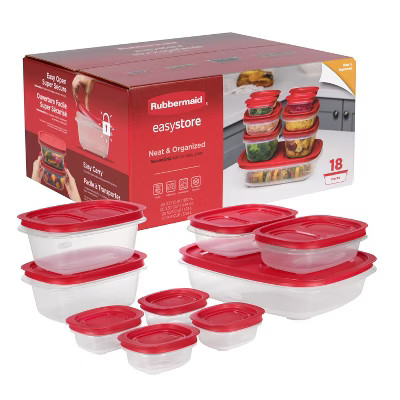 Rubbermaid 18pc Large Easy Store Rectangle Food Storage Container Set Red | Target