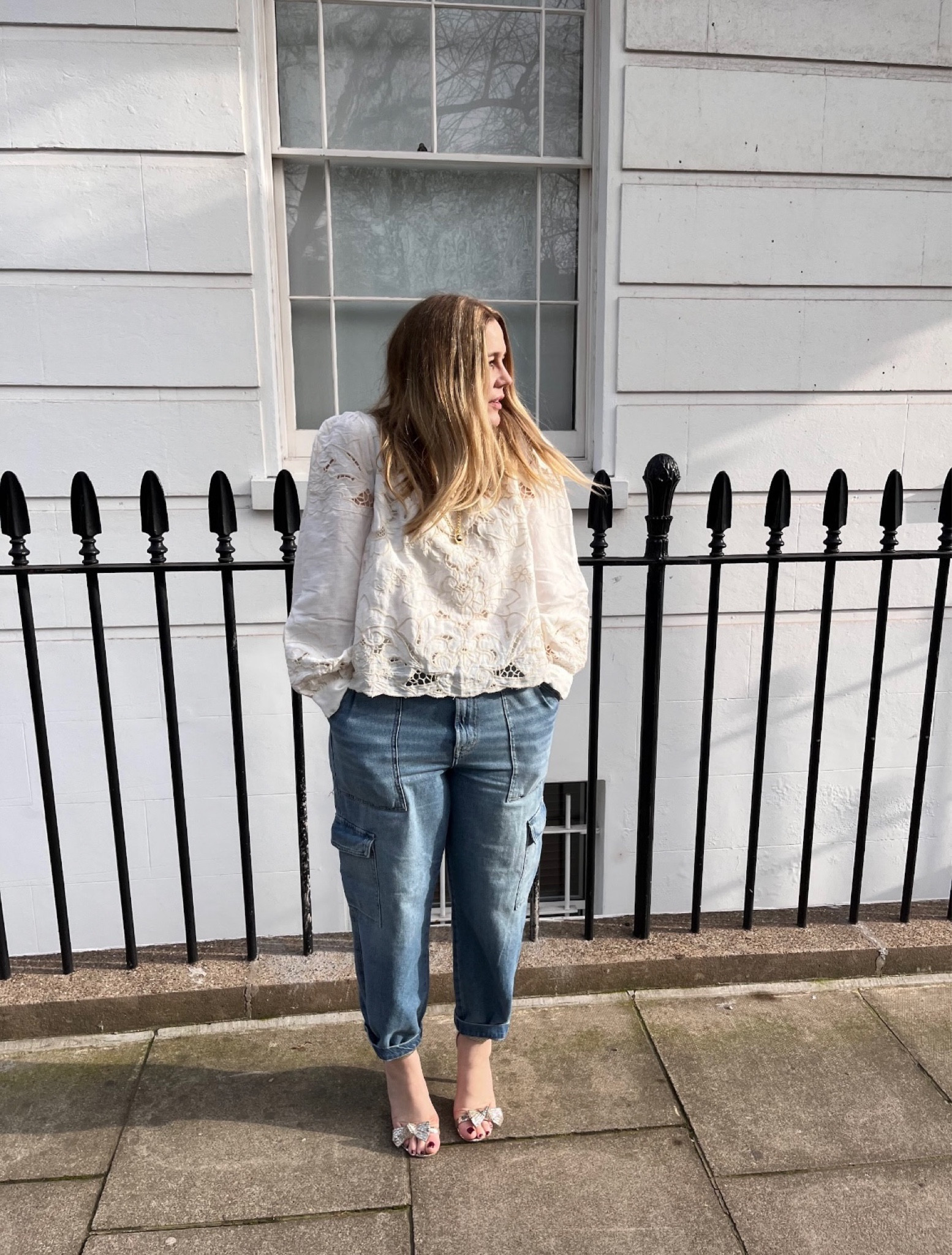 Anthropologie, Spring Outfit Inspiration, White Blouse, Cargo Jeans, Charm Necklace, Transitional Style 

#LTKSeasonal #LTKstyletip #LTKeurope