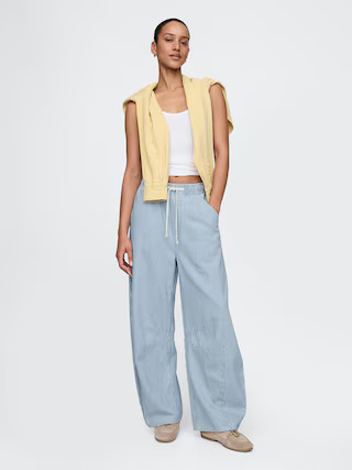 Mid Rise UltraSoft Denim Stripe Easy Horseshoe Jeans | Gap (US)