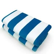 Kaufman - 32in x 62in Velour - Joey Cabana Stripe Towel Set (2,BLUE) | Walmart (US)