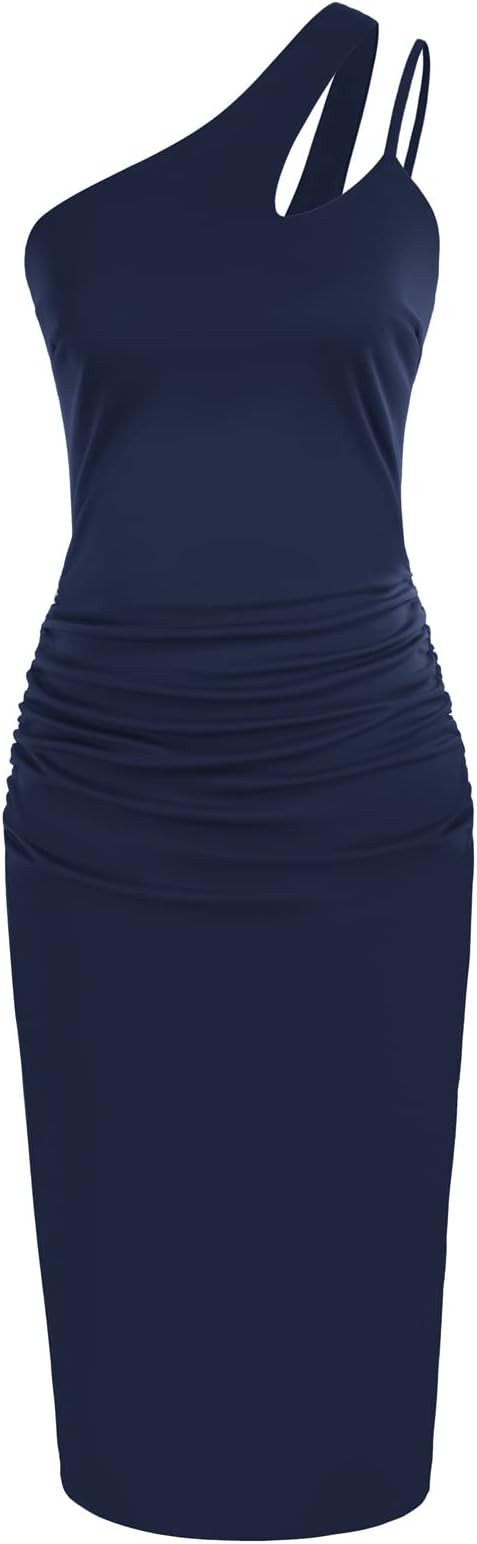 GRACE KARIN Women's 2023 Summer Bodycon Dress Cutout One Shoulder Sleeveless Ruched Cocktail Part... | Amazon (US)