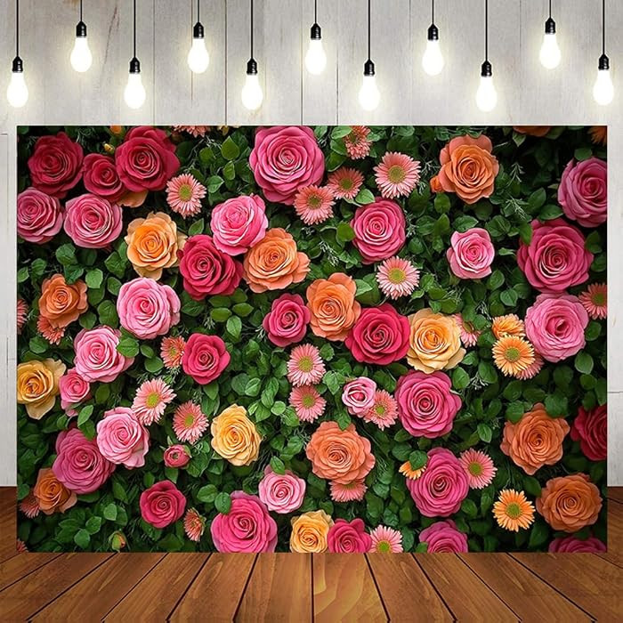 7X5ft Floral Backdrop for Photography Valentine's Day Backdrop Wedding Backdrops Spring Flower Ph... | Amazon (US)