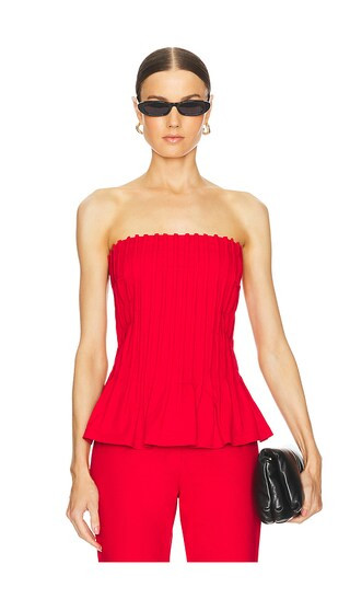 Canvas Stitch-detailed Bustier in Red | Revolve Clothing (Global)