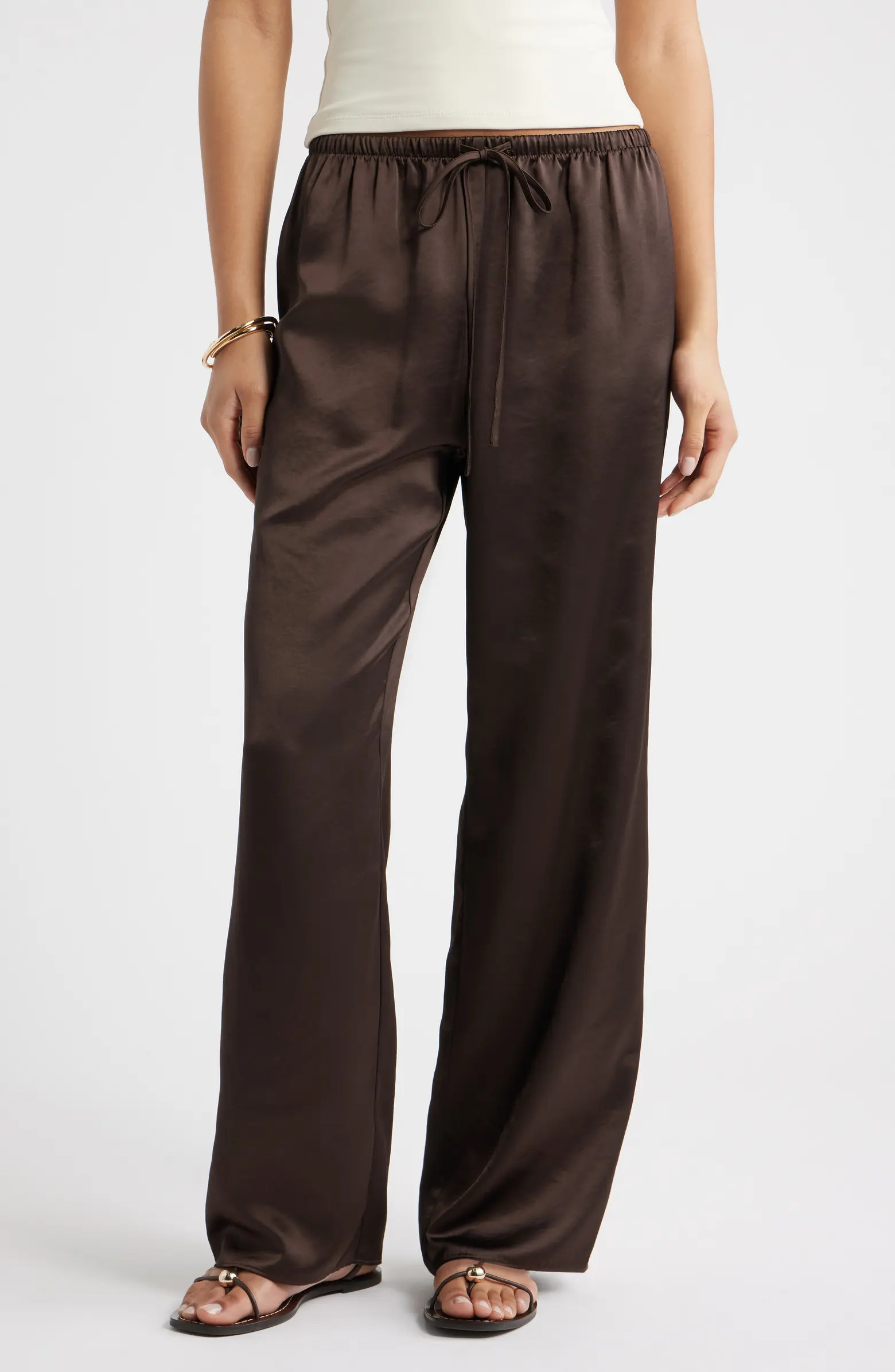 Drawstring Waist Satin Pants | Nordstrom
