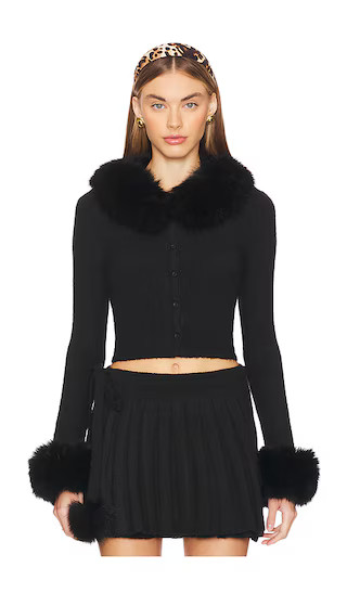 Nili Faux Fur Sweater in Black | Revolve Clothing (Global)