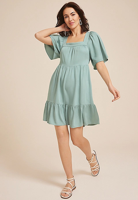 Flutter Sleeve Babydoll Dress | Maurices