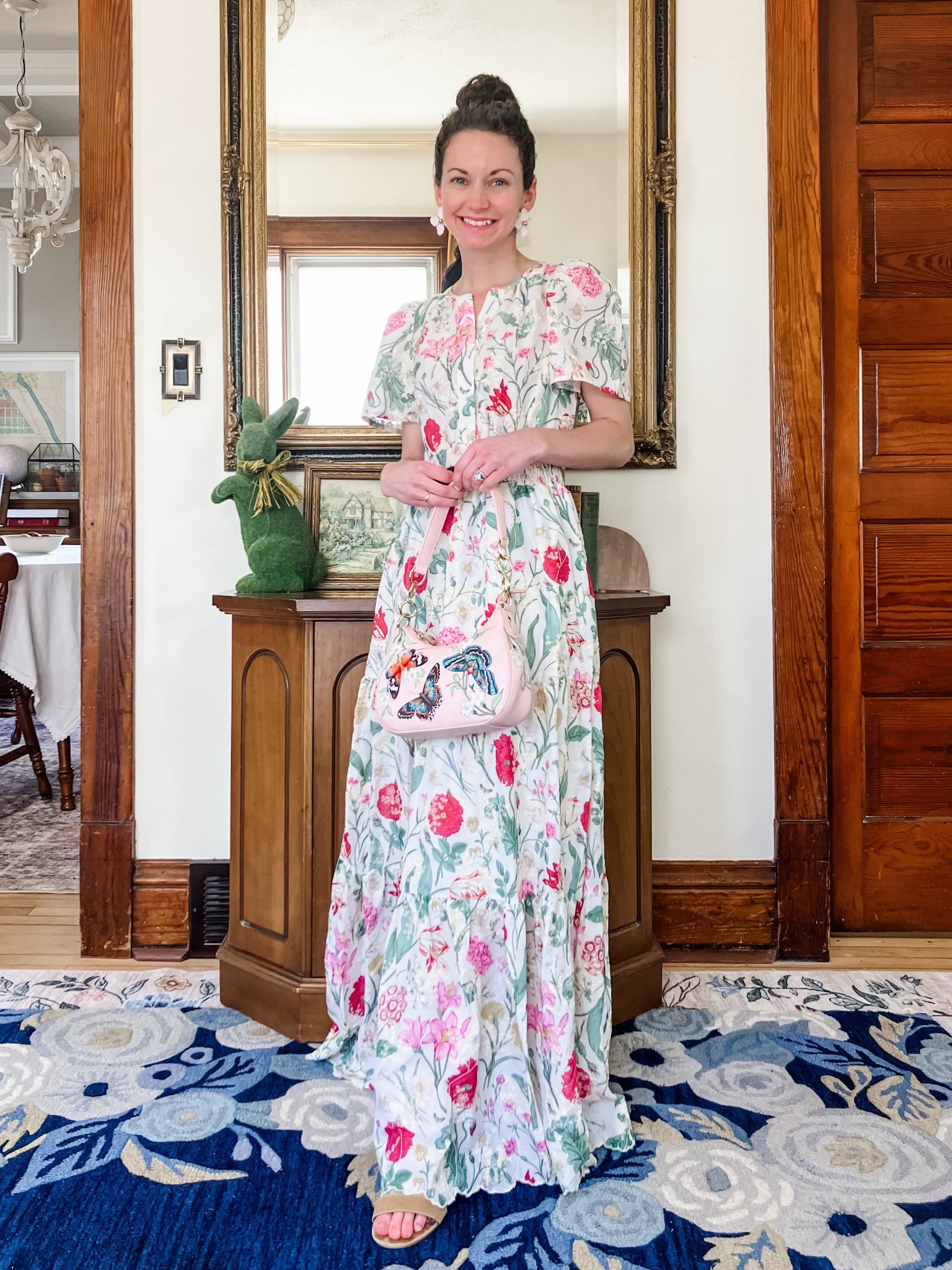 I love a floral dress for spring and summer!
Floral maxi dress from @Chicwish 
Floral earrings are old, linking similar. 
Hand painted leather handbag from Anuschka. 
Nude block heel sandals from
 Steve Madden. 
Petite outfit. Spring dress. Modest dress. Church dress  

#LTKmomlife #LTKdayinmylife #LTKOver40