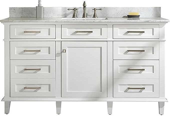 Legion Furniture Indoor Bathroom Home Decorative 60" White Finish Single Sink Vanity Cabinet with... | Amazon (US)