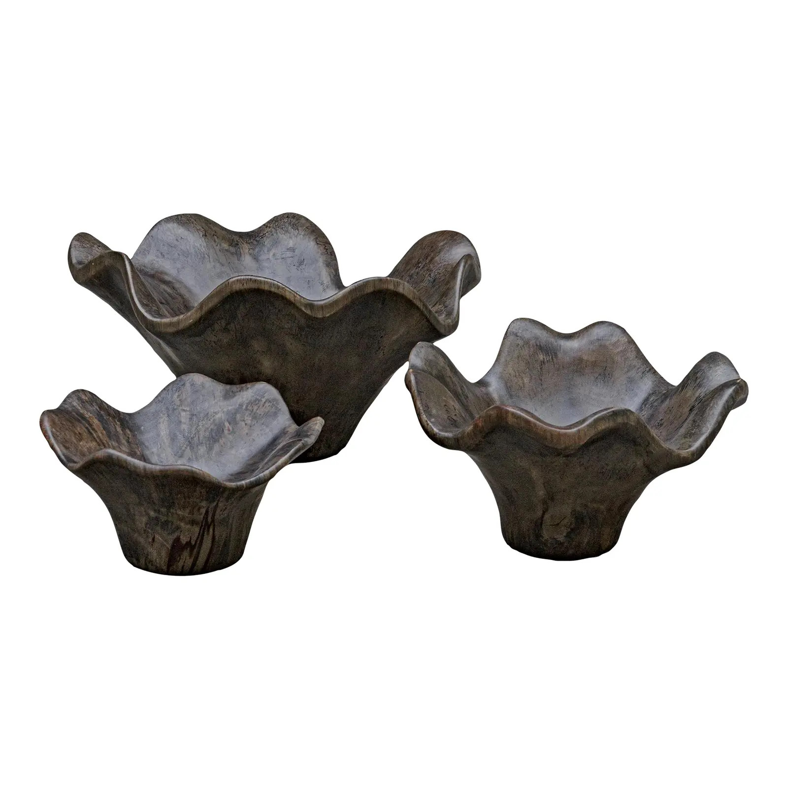 Two Wood Wall Décor In Mocha, Set of 3 | Chairish