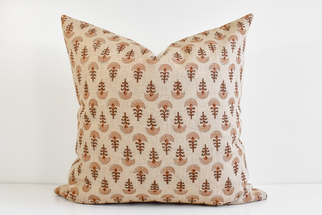 Indian Block Print Pillow Cover - Rust, Tan, Earth | Etsy (US)