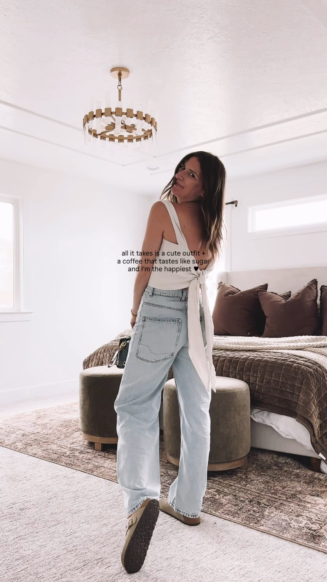 All it takes is a cute outfit and a coffee that tastes like sugar and I am the happiest. Light wash barrel jeans, a white tie tank top, loafers, and a teal bag — the perfect effortless everyday outfit for a Friday. Everything is linked and shoppable below!

#LTKgrwm #LTKmomlife #LTKootd