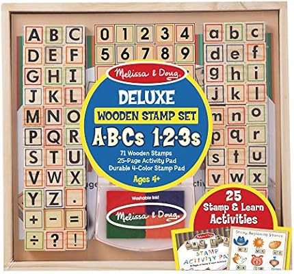 Melissa & Doug Deluxe Wooden Stamp Set ABCs 123s | Amazon (US)