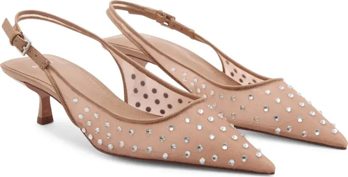 Crystal Pointed Toe Kitten Heel Slingback Pump (Women) | Nordstrom