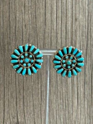 sterling silver turquoise cluster studs Earrings | eBay US