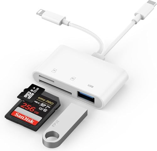 SD Card Reader for iPhone, iPad, USB C Lightning Dual Port SD Card Adapter, Memory Card Reader for Camera Adapter, Support SD, Micro SD, No App Required, Plug and Play | Amazon (US)