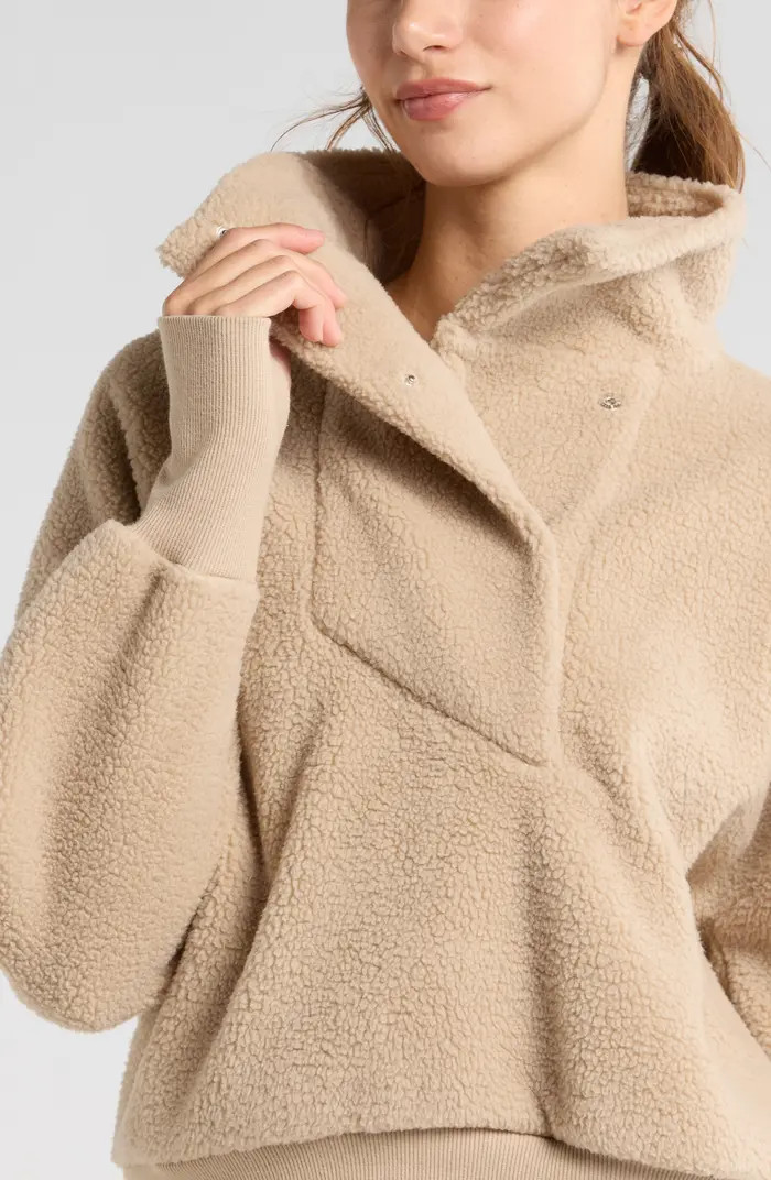 Faux Shearling Funnel Neck Pullover | Nordstrom