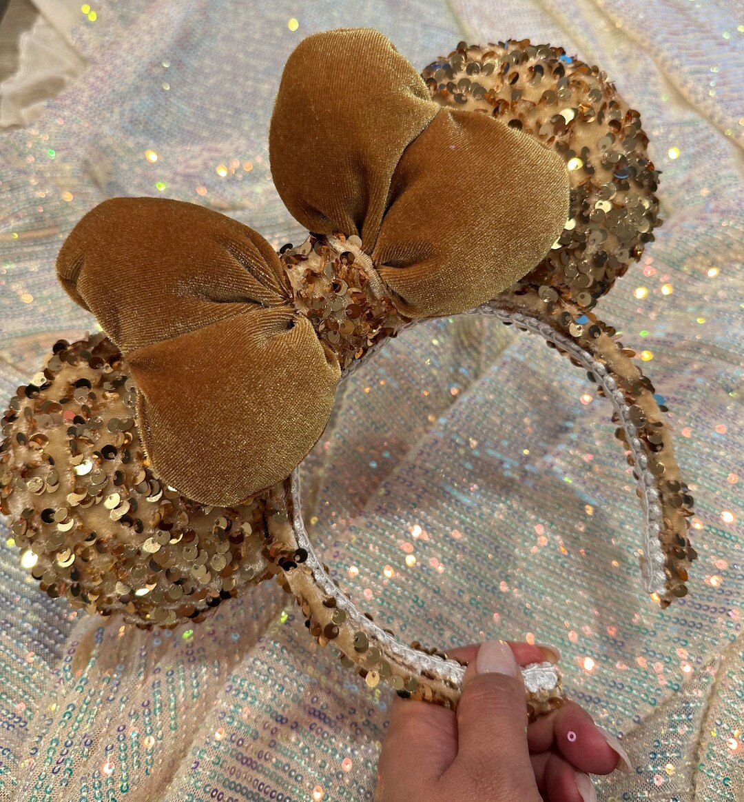 Gold Sequins Minnie Ears - Etsy | Etsy (US)