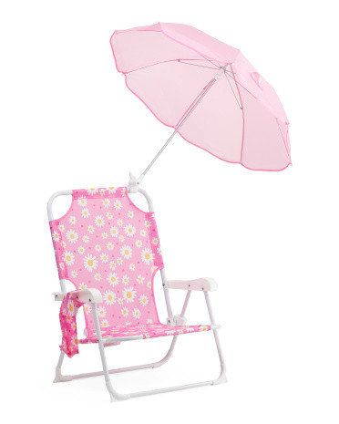 Toddlers 2pc Daisy Dot Beach Chair With Cupholder Set | TJ Maxx