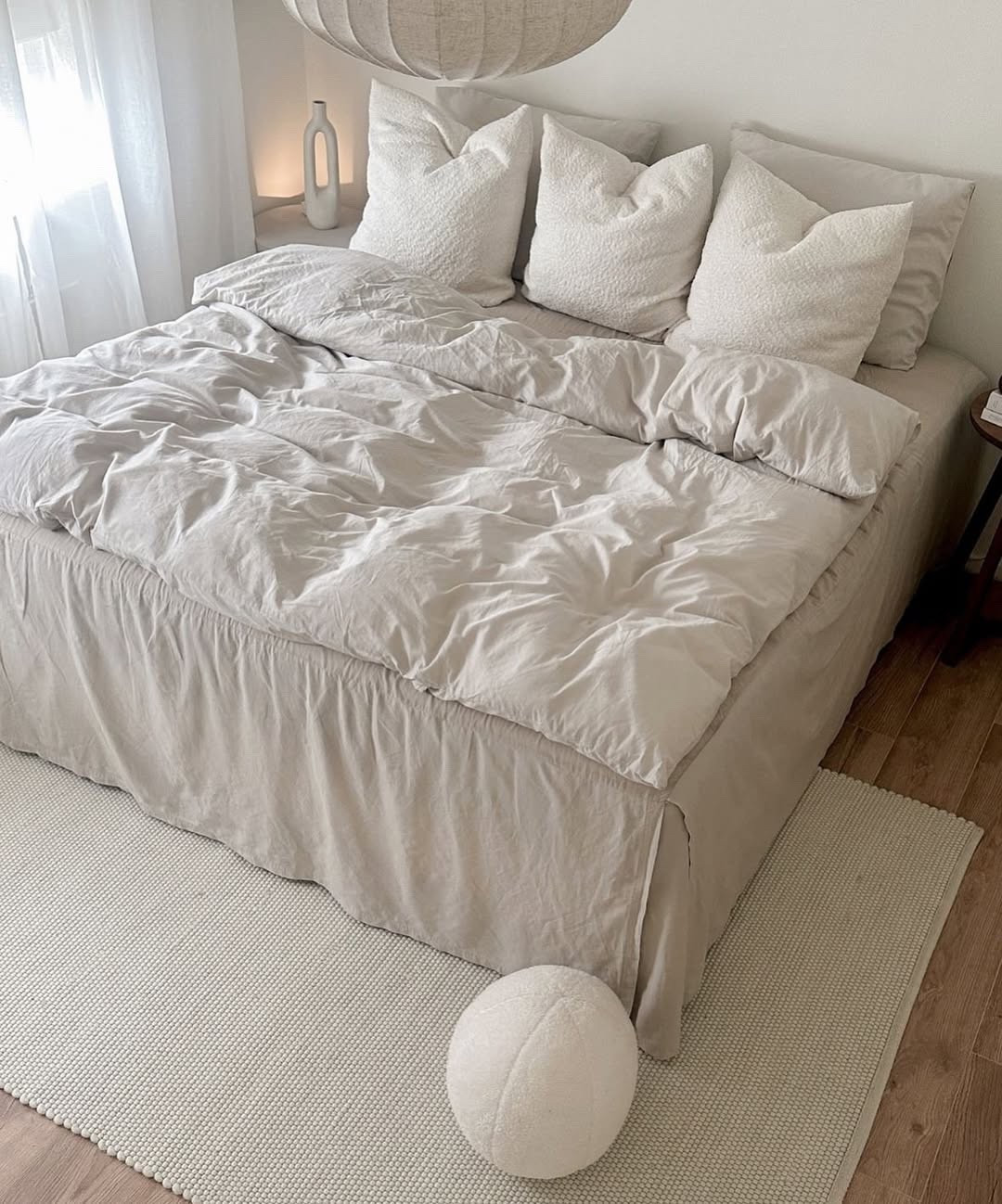 There’s nothing like crawling into a cloud at the end of the day. ☁️✨
This neutral bedding setup is all about calm, comfort, and those soft, layered textures that instantly make your space feel like a sanctuary.
From the fluffy pillows to the crinkled duvet and that boucle ball accent — every detail was picked to bring warmth and simplicity into the room.
This is your sign to refresh your bedroom for a softer, cozier season. Everything is linked on my LTK if you're ready for your own little slice of peace. 🤍

#BedroomInspo #CozySpaces #NeutralDecor #LTKHome #CalmInteriors #SoftMinimalism #ModernCozy #LayeredBedding #WabiSabiStyle #LTKFinds #ScandiHome #SereneVibes #WonenMetLef #HomeAesthetic

#LTKSaleAlert #LTKHome #LTKActive