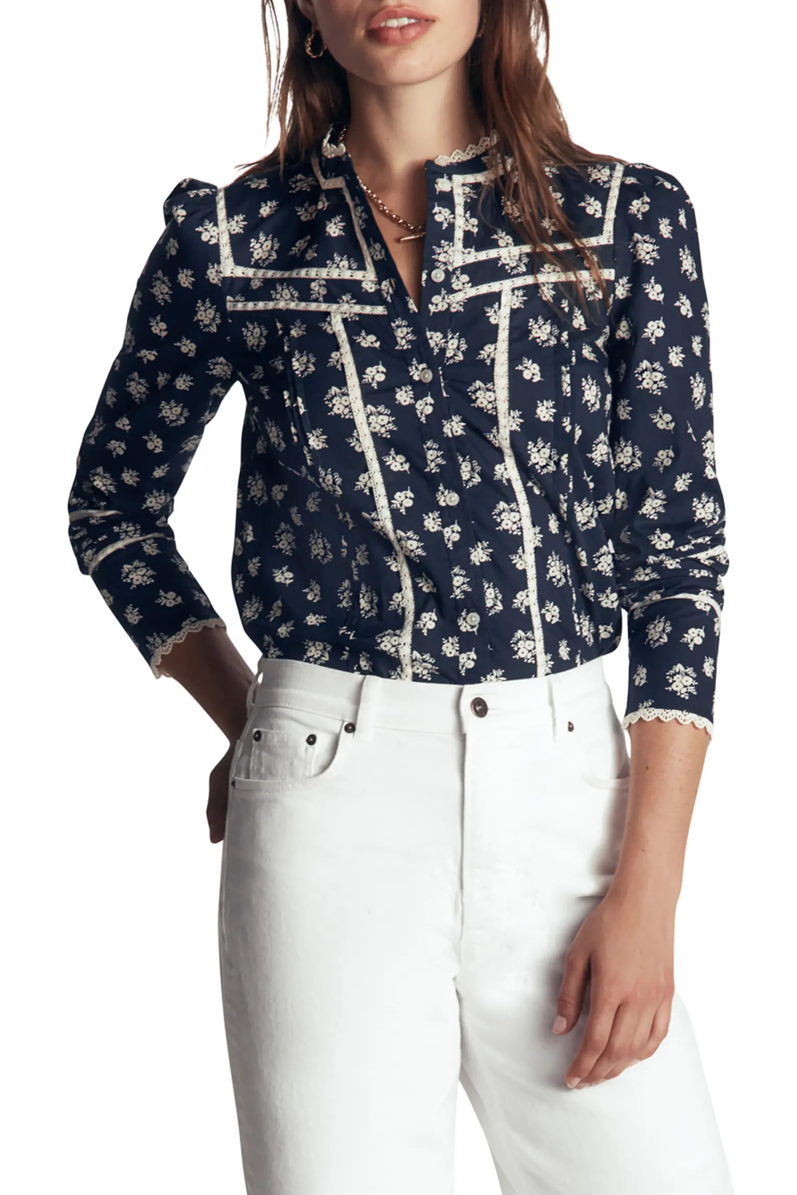 Boden Carmen Trim Insert Cotton Top (Women) | Nordstrom | Nordstrom