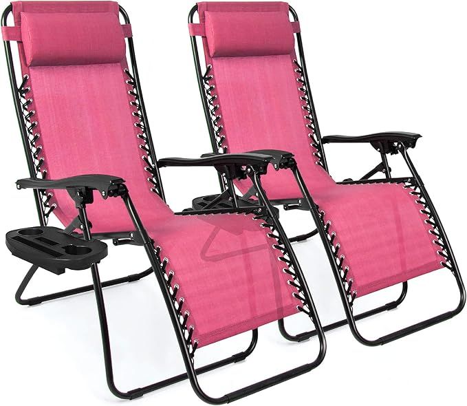 Best Choice Products Set of 2 Adjustable Steel Mesh Zero Gravity Lounge Chair Recliners w/Pillows... | Amazon (US)