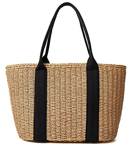 Women Straw Bags Summer Beach Large Tote Bag Handmade Woven Shoulder Crossbody Handbag | Amazon (US)