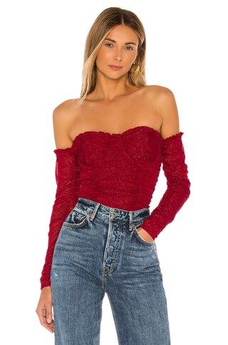 MAJORELLE Gio Bodysuit in Cranberry Red from Revolve.com | Revolve Clothing (Global)
